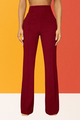 AKOTTY Comfort Fit, Regular Fit Women Maroon Trousers