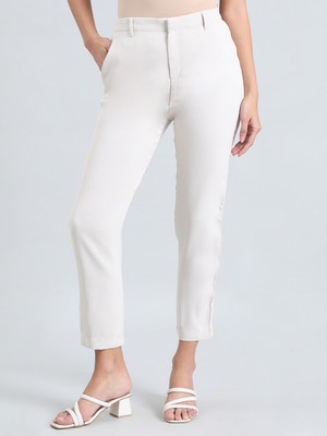 GO COLORS Straight Fit Women Grey Trousers
