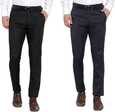THE PS Regular Fit Men Black, Dark Blue Trousers