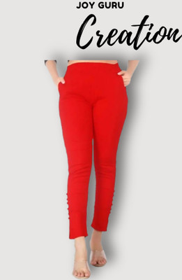 JOYGURU CREATION Slim Fit Women Red Trousers
