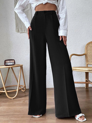 KOTTY Flared Women Black Trousers
