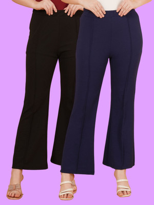 Parona Regular Fit Women Black, Blue Trousers