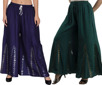 SMAASUM Comfort Fit Women Green, Dark Blue Trousers