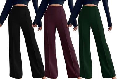 Kintu Parantu Regular Fit Women Black, Maroon, Green Trousers