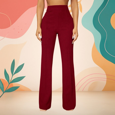 Anitafashion Loose Fit Women Maroon Trousers