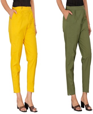 GOYAL TEXTILES Slim Fit Women Yellow, Green Trousers