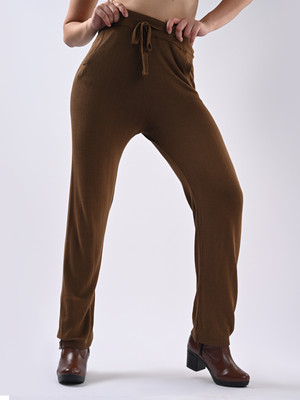 Kraus Jeans Women Sepia High-Rise Loose Straight Pants Loose Fit Women Brown Trousers