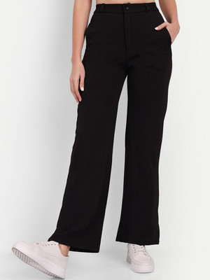 Broadstar Loose Fit Women Black Trousers