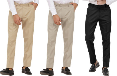 LAHSUAK Regular Fit Men Beige, Brown, Black Trousers