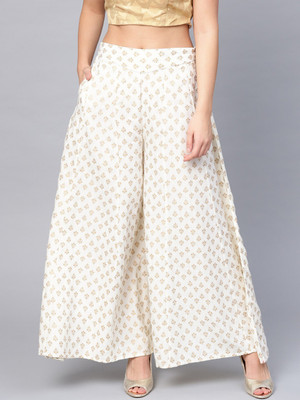Juniper Flared Women White, Gold Trousers