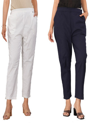 GOYAL TEXTILES Slim Fit Women White, Dark Blue Trousers