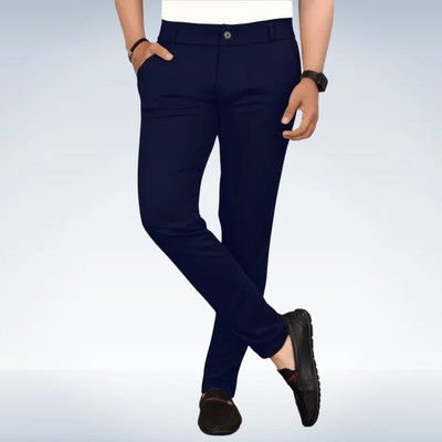 PALCLOTHES Slim Fit Men Blue Trousers