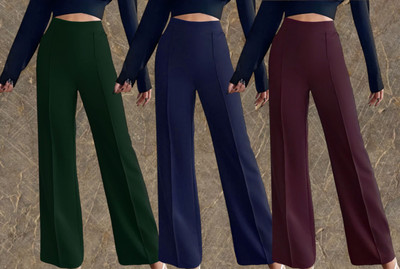 Lecowar Regular Fit Women Green, Blue, Maroon Trousers