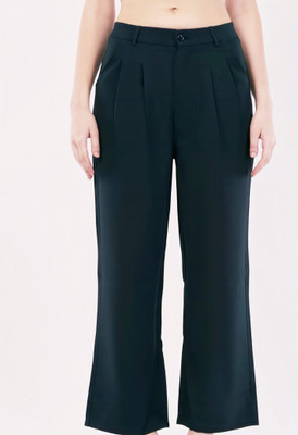 High-Buy Loose Fit Women Dark Green Trousers
