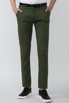 PETER ENGLAND Slim Fit Men Green Trousers