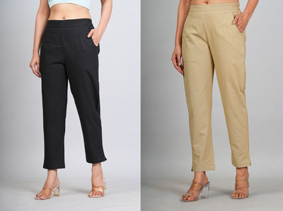 VENITYWAVE Regular Fit Women White, Black Trousers