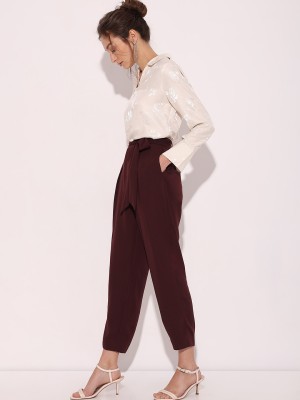 VERO MODA Tapered Women Maroon Trousers