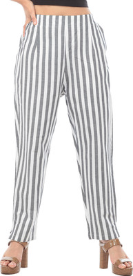 TRUELADY Regular Fit Women White, Grey Trousers