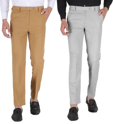 THE PS Regular Fit Men Khaki, Grey Trousers