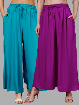 VALLES365 by S.c. Flared Women Purple, Blue Trousers