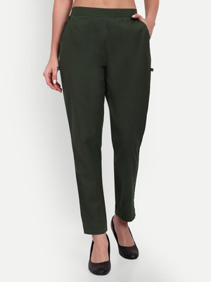 githaan Regular Fit Women Dark Green Trousers