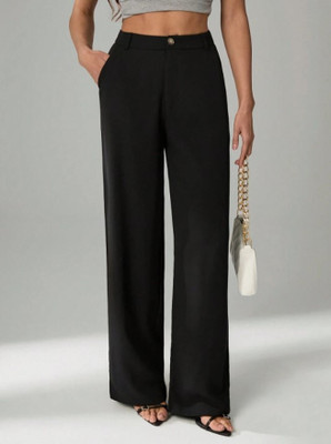 denimix fashion for you Straight Fit Women Black Trousers