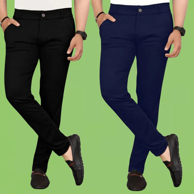 Raienterprises Slim Fit Men Black, Blue Trousers