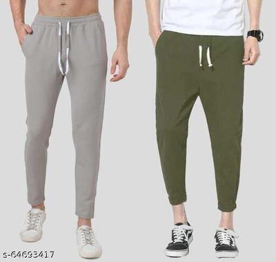 Krishna Enterprises Regular Fit Men Grey, Green Trousers