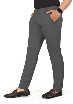 SHIVRAM Slim Fit Men Grey Trousers