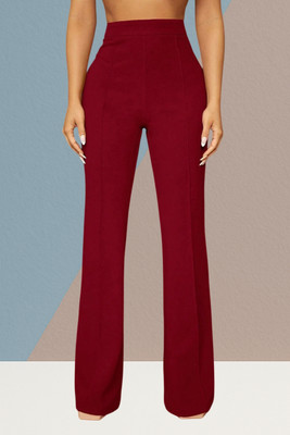 AKOTTY Comfort Fit, Regular Fit Women Maroon Trousers