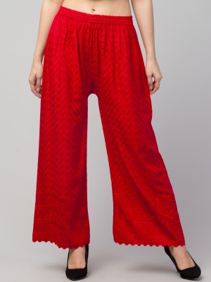 Trend Level Flared Women Red Trousers