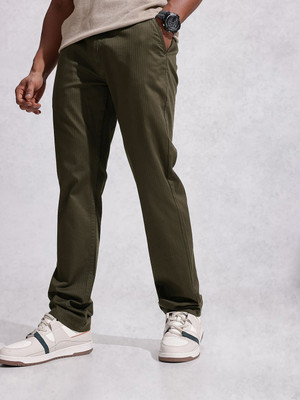 WROGN Straight Fit Men Green Trousers