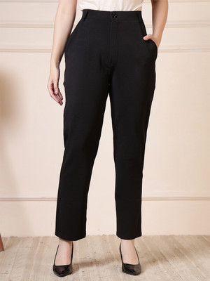 fithub Slim Fit Women Black Trousers