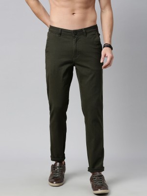 Roadster Regular Fit Men Dark Green Trousers