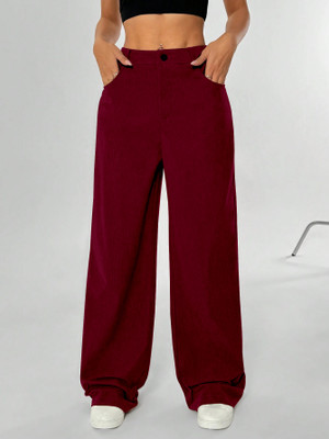 Rajovati Loose Fit Women Maroon Trousers