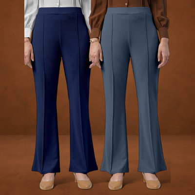 Anitafashion Comfort Fit, Regular Fit Women Dark Blue, Grey Trousers