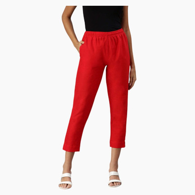 High Glitz Regular Fit Women Red Trousers