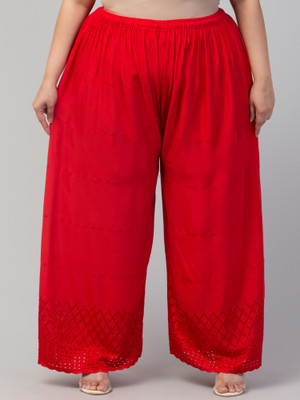 STYLE PREZONE Relaxed Women Red Trousers