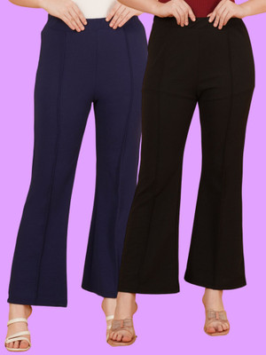 Parona Regular Fit Women Blue, Black Trousers
