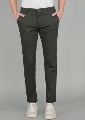 PARX Slim Fit Men Dark Green Trousers