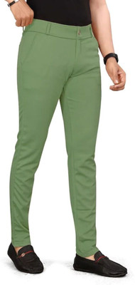 ISUEL FAB Slim Fit Men Light Green Trousers