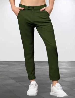 METRONAUT Slim Fit Men Lycra Blend Dark Green Trousers