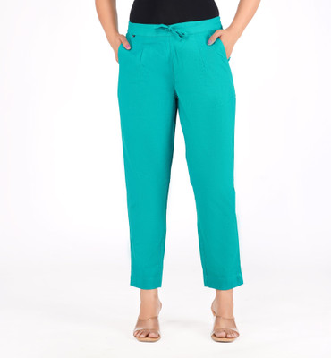 Oxinexx Regular Fit Women Light Green Trousers