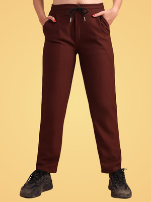 GIBBONTE Self Design Women Brown Track Pants