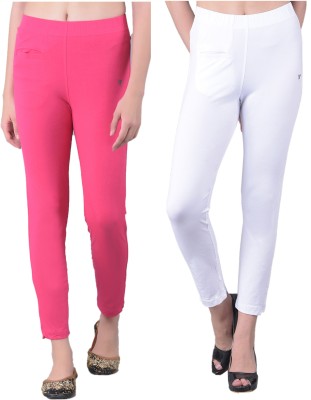 Comfort Lady Relaxed Women Pink, White Trousers