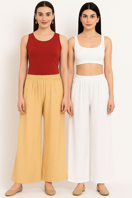 CMUNIQUECREATION Regular Fit Women Beige, White Trousers