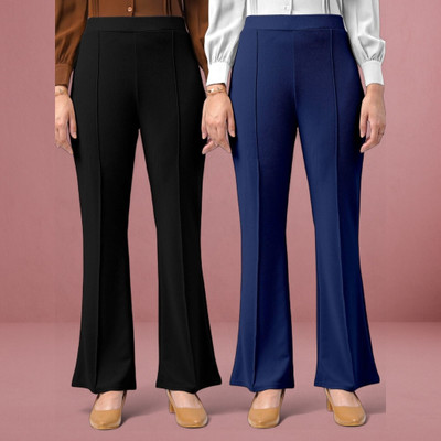 lookskky Loose Fit Women Black, Dark Blue Trousers