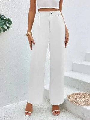 HouseOfCommon Loose Fit Women White Trousers