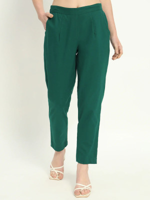 Oxinexx Regular Fit Women Dark Green Trousers