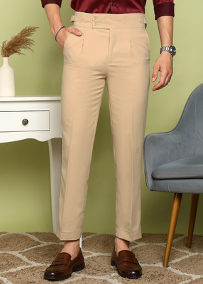 encore by INVICTUS Regular Fit Men Cream Trousers